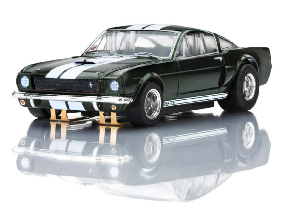 AFX Racing 22150 Mega G+ Slot Car Mustang GT350 - 1966 Ivy Green with White Stripes