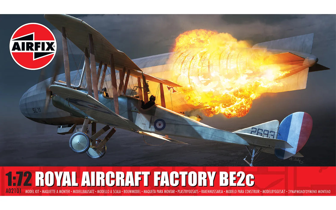 AIRFIX A02101 1/72 Royal Aircraft Factory BE2c Bi-Plane Model Aircraft Kit