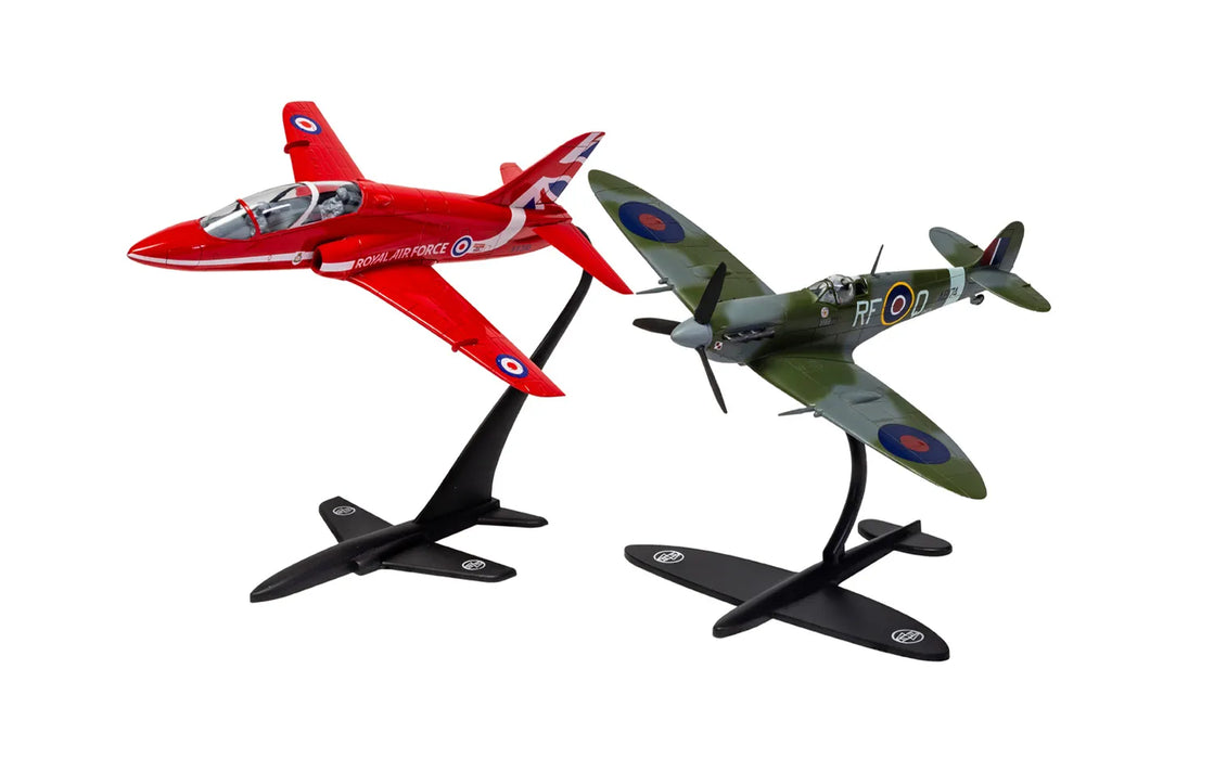 AIRFIX A50187 1/72 Supermarine Spitfire & RAF Red Arrows Hawk Best of British Gift Set (With Paint & Glue)