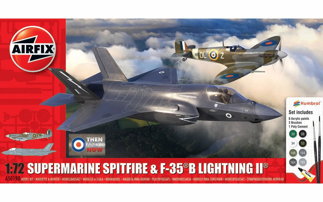 AIRFIX A50190 1/72 Supermarine Spitfire & F35B Lightning II Fighter Gift Set (With Paint & Glue)