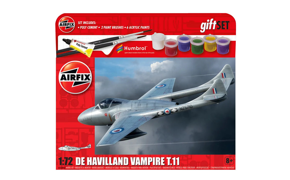 AIRFIX A55204A 1/72 DeHavilland Vampire T11 Aircraft Medium Starter Set (With Paint & Glue)