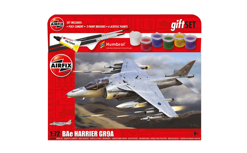 AIRFIX A55300 1/72 BAE Harrier GR9A Fighter Large Starter Set (With Paint & Glue)