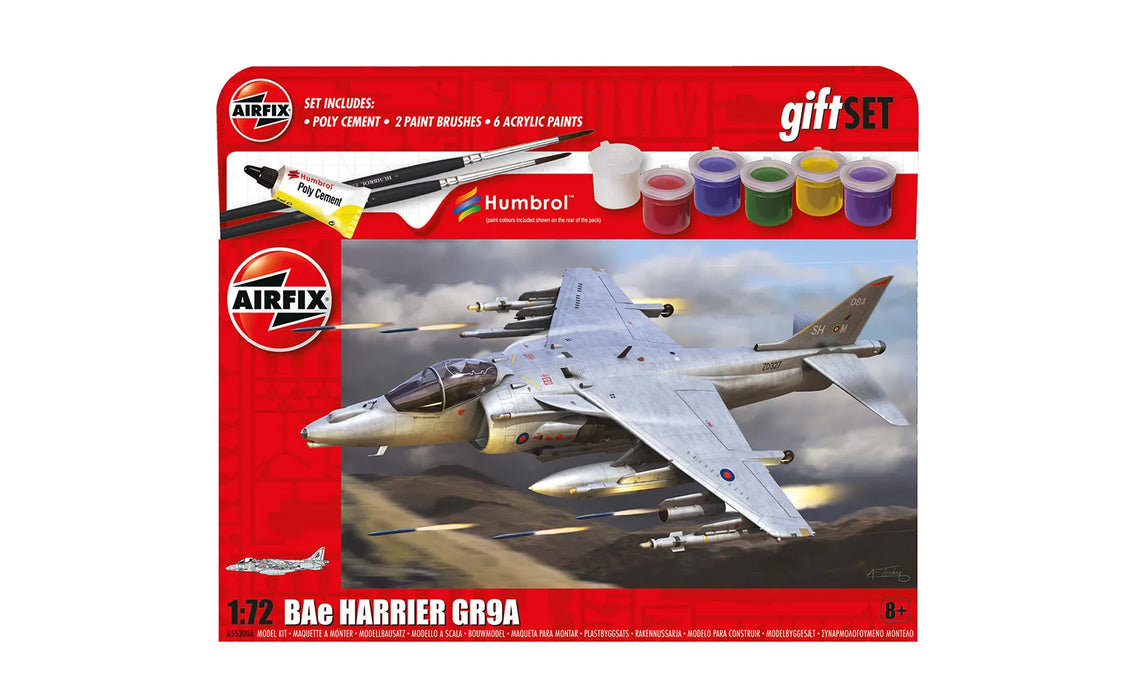 AIRFIX A55300 1/72 BAE Harrier GR9A Fighter Large Starter Set (With Paint & Glue)