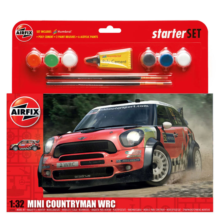 AIRFIX A55304 1/32 Mini Countryman WRC Car Large Starter Set (With Paint & Glue)