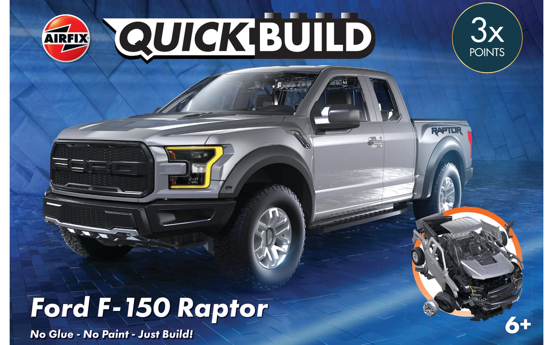 Airfix J6053 QuickBuild Ford F150 Raptor Pickup Truck (Grey) Brick-based Model Kit