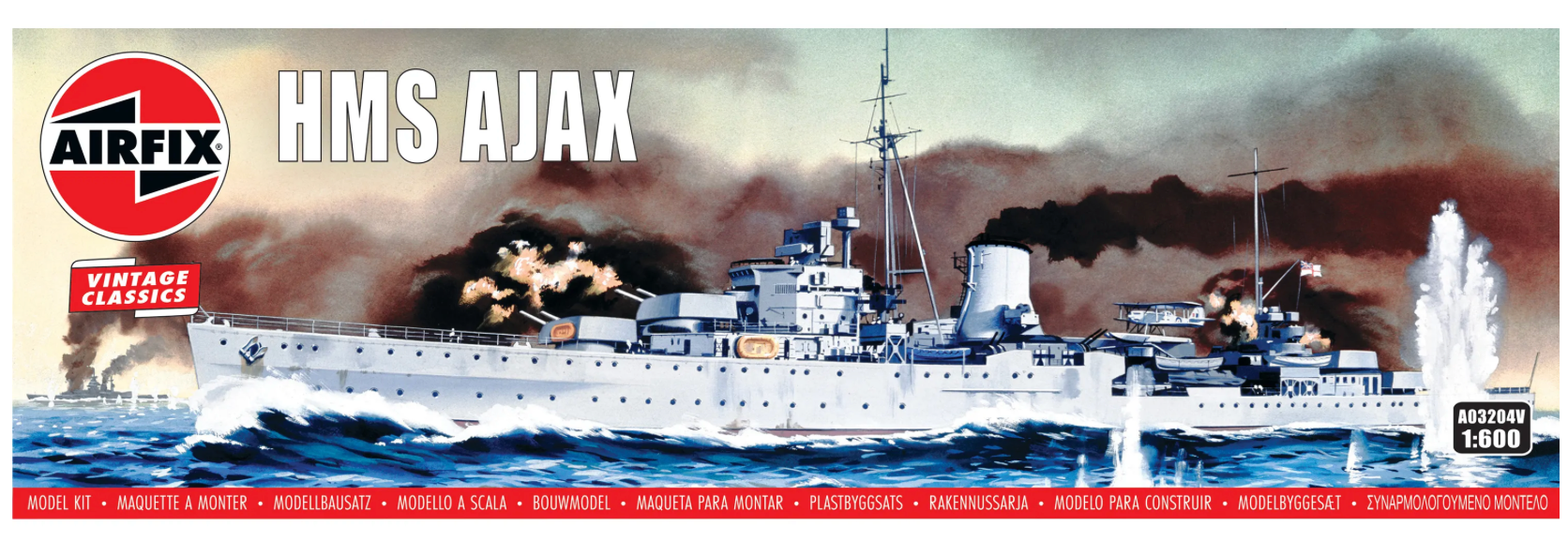 AIRFIX Models A03204V 1/600 HMS Ajax WWII British Cruiser Model Ship Kit