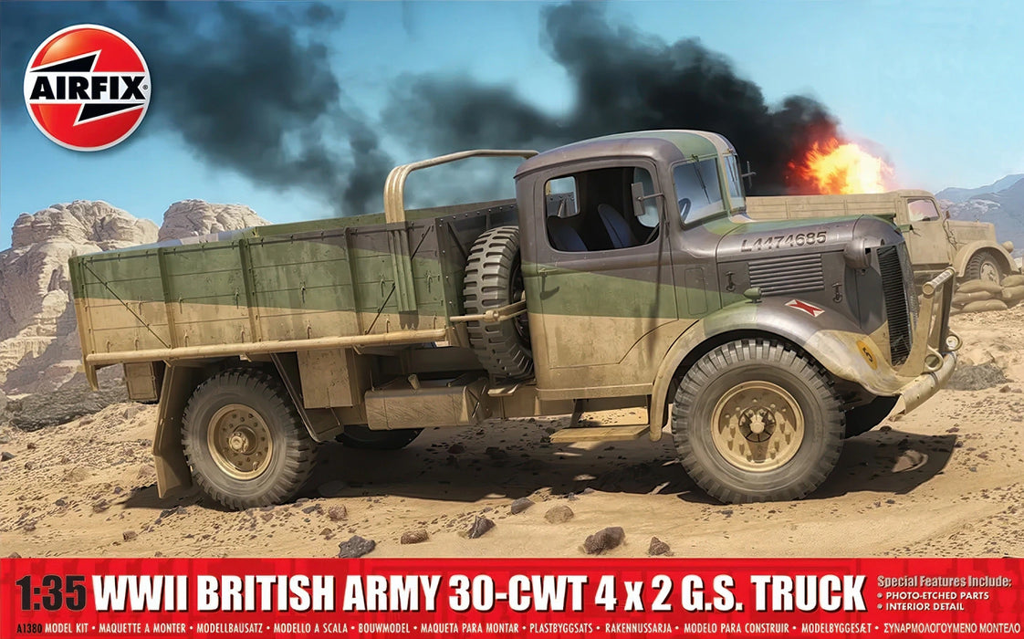 AIRFIX Models A1380 1/35 WWII British Army 30-Cwt 4x2 GS Truck Model Kit