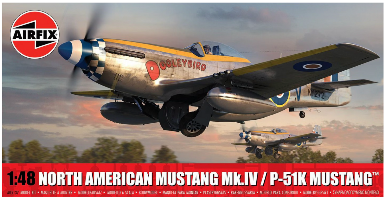 AIRFIX Models A05137 1/48 Mustang Mk.IV / P-51K Mustang Model Aircraft Kit