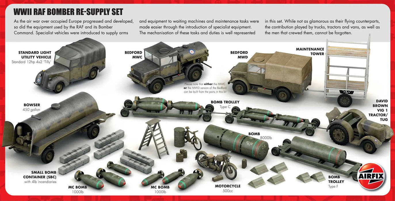 AIRFIX Models A05330 1/72 WWII RAF Bomber Re-Supply Vehicles Set Model Kit