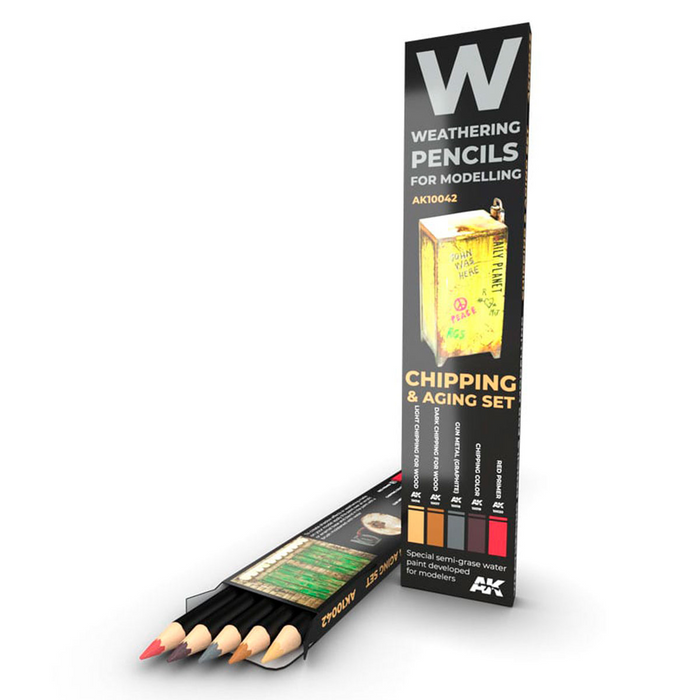 AK Interactive 10042 Weathering Pencils Chipping and Aging 5 Color Set