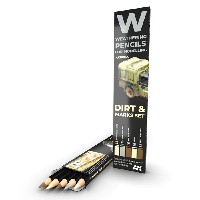 AK Interactive 10044 Weathering Pencils Dirt Marks 5 Color Set