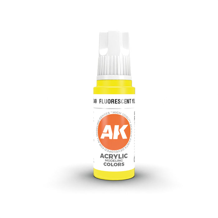 AK Interactive 11049 Fluorescent Yellow 3G Acrylic Paint 17ml Bottle