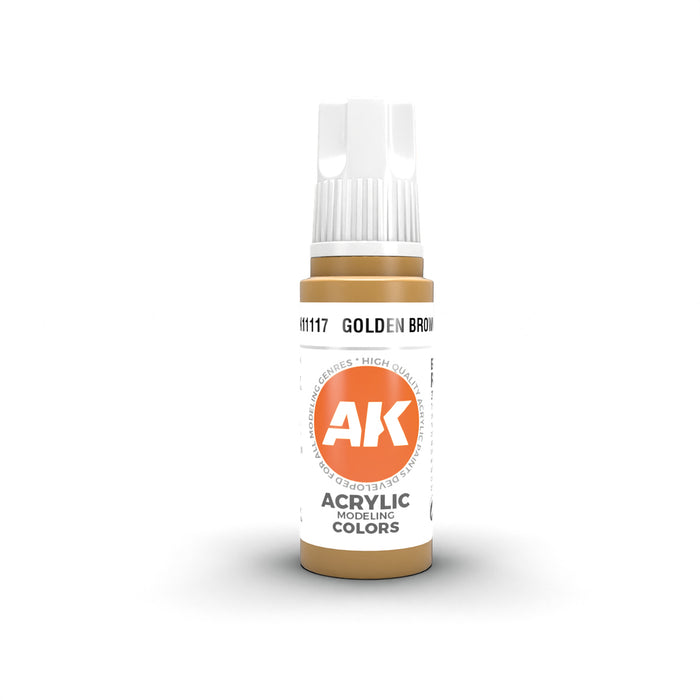 AK Interactive 11117 Golden Brown 3G Acrylic Paint 17ml Bottle