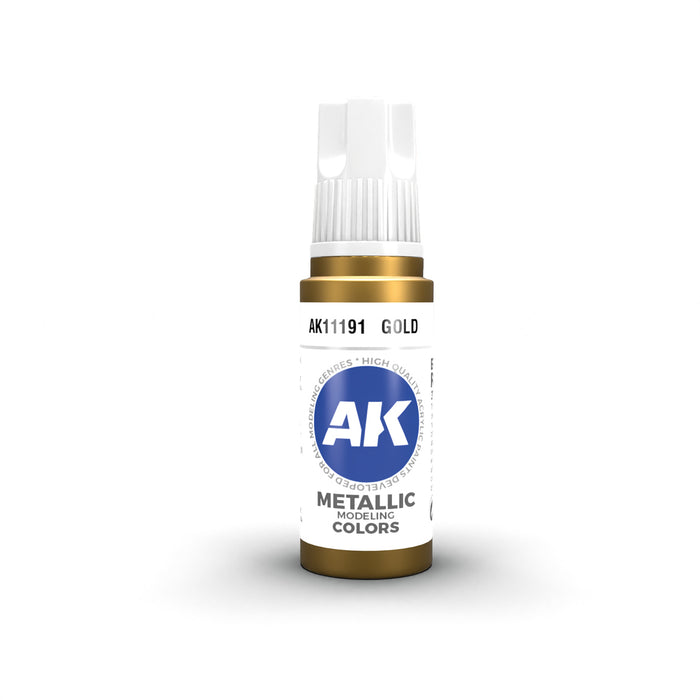 AK Interactive 11191 Gold Metallic 3G Acrylic Paint 17ml Bottle