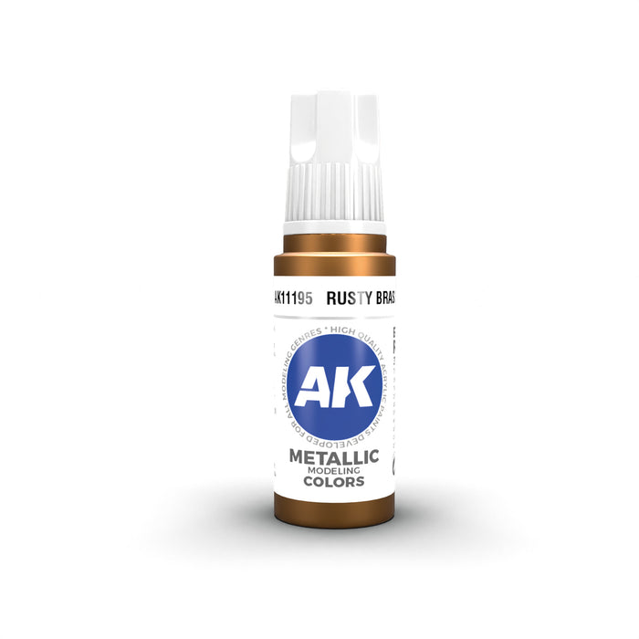 AK Interactive 11195 Rusty Brass Metallic 3G Acrylic Paint 17ml Bottle