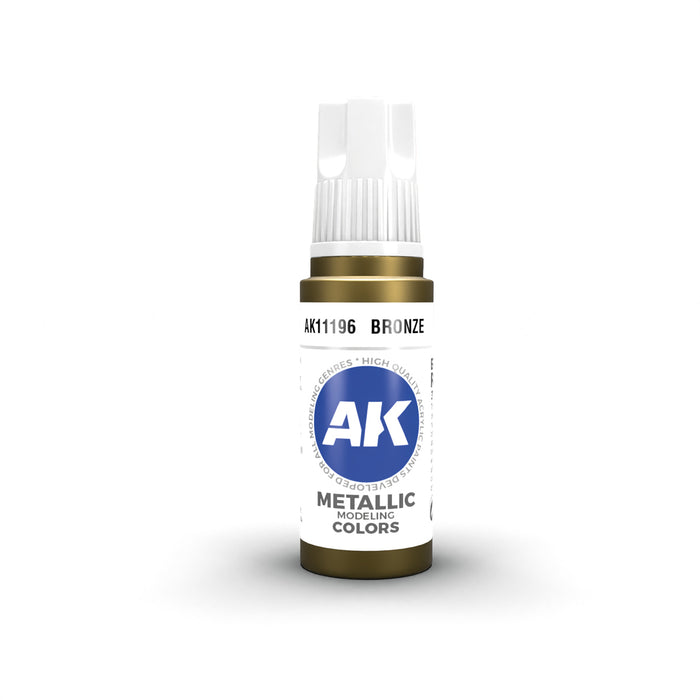 AK Interactive 11196 Bronze Metallic 3G Acrylic Paint 17ml Bottle