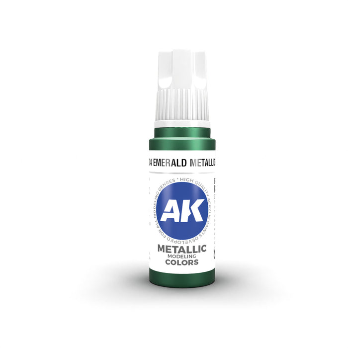 AK Interactive 11204 Emerald Metallic Green 3G Acrylic Paint 17ml Bottle