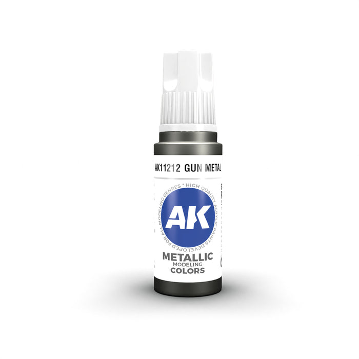 AK Interactive 11212 Gun Metal Metallic 3G Acrylic Paint 17ml Bottle