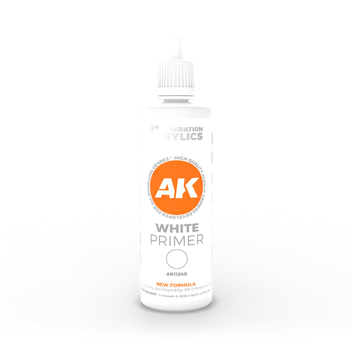 AK Interactive 11240 White 3G Acrylic Primer 100ml Bottle