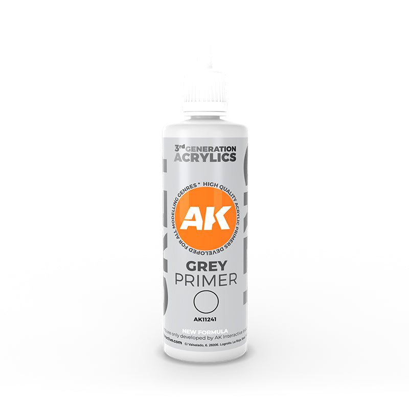 AK Interactive 11241 Grey 3G Acrylic Primer 100ml Bottle
