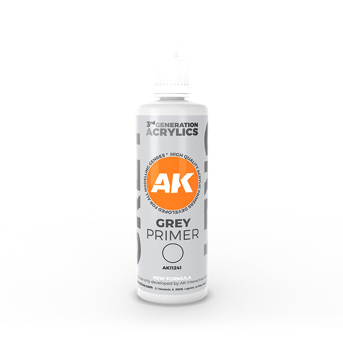 AK Interactive 11241 Grey 3G Acrylic Primer 100ml Bottle