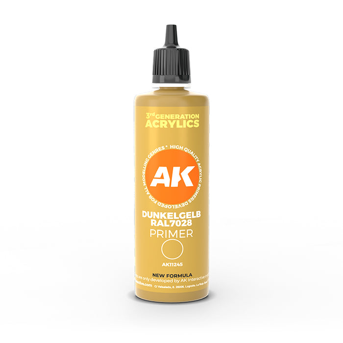 AK Interactive 11245 Dark Yellow RAL7028 3G Acrylic Primer 100ml Bottle