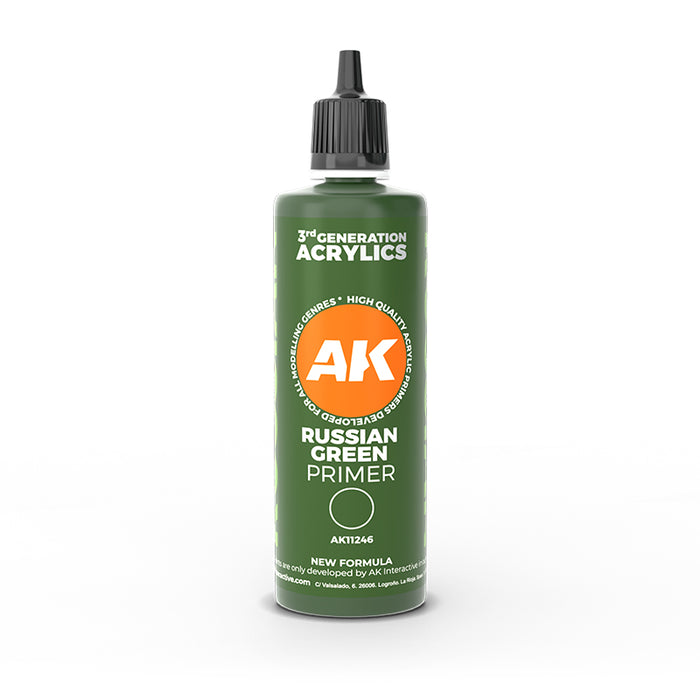 AK Interactive 11246 Russian Green 3G Acrylic Primer 100ml Bottle