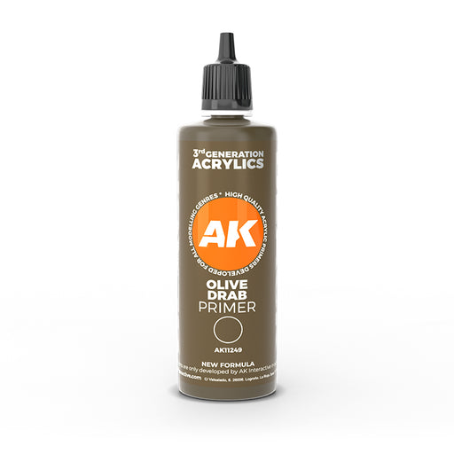 AK Interactive 11249 Olive Drab 3G Acrylic Primer 100ml Bottle