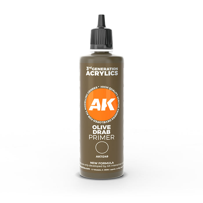 AK Interactive 11249 Olive Drab 3G Acrylic Primer 100ml Bottle