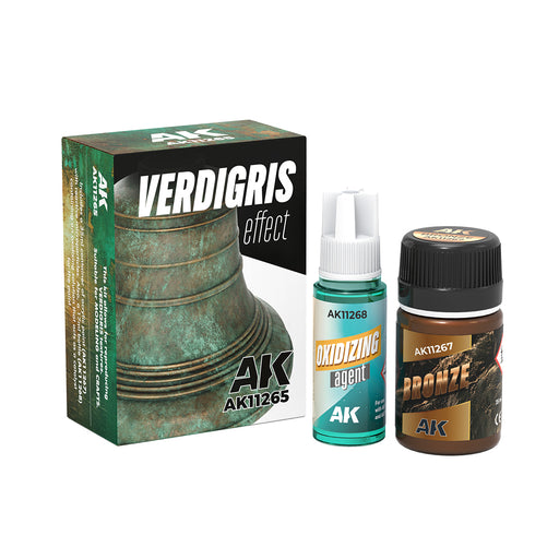 AK Interactive 11265 Verdigris (Patina) Effect Set: Bronze 35ml & Oxidizing Agent 18ml