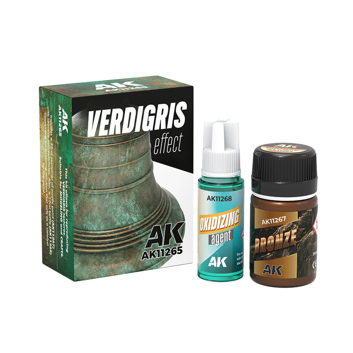 AK Interactive 11265 Verdigris (Patina) Effect Set: Bronze 35ml & Oxidizing Agent 18ml