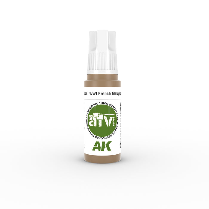 AK Interactive 11302 AFV Series: WWI French Milky Coffee 3G Acrylic Paint 17ml Bottle