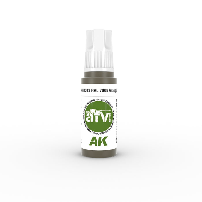 AK Interactive 11313 AFV Series: Grey Green RAL7008 3G Acrylic Paint 17ml Bottle