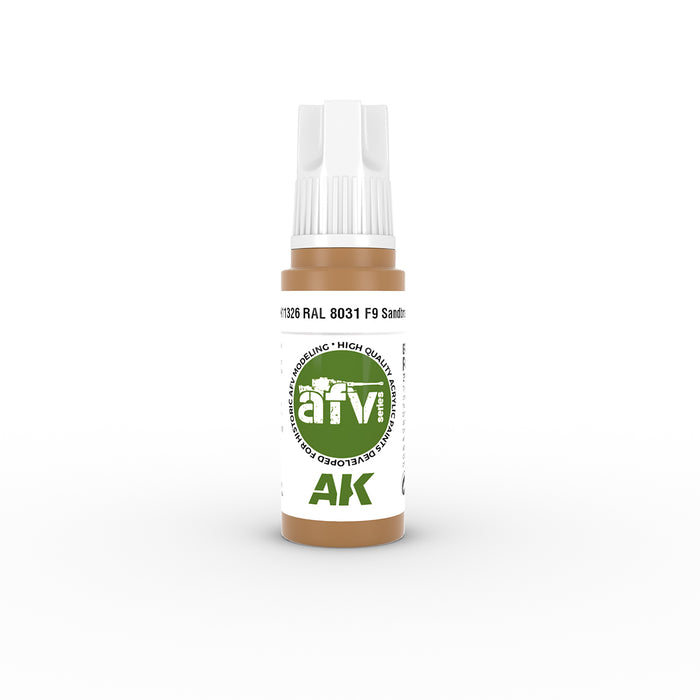 AK Interactive 11326 AFV Series: Sand Brown RAL8031 F9 3G Acrylic Paint 17ml Bottle