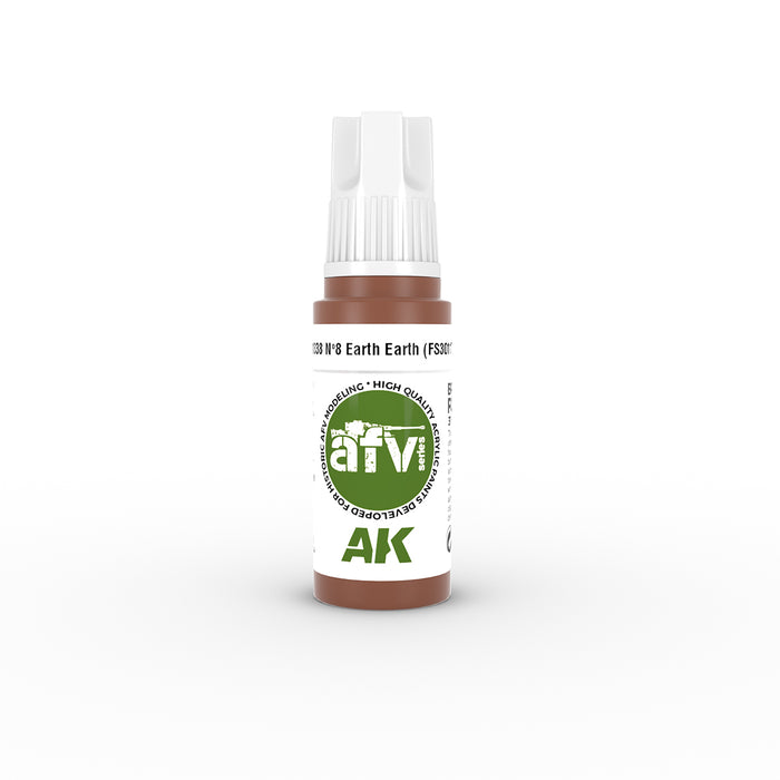 AK Interactive 11338 AFV Series: N°8 Earth Red FS30117 3G Acrylic Paint 17ml Bottle