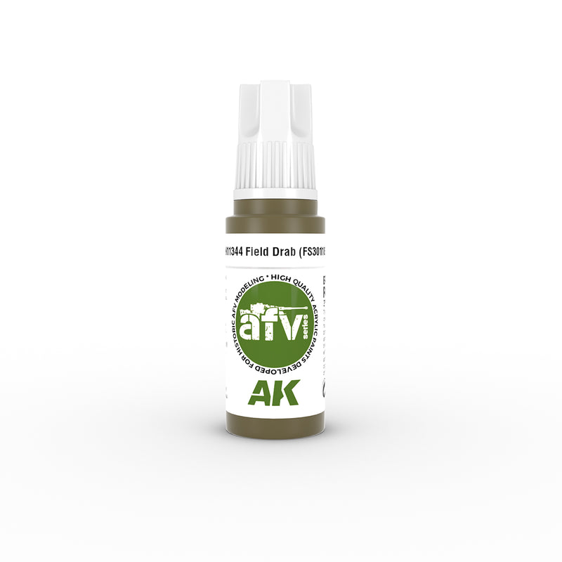 AK Interactive 11344 AFV Series: Field Drab FS30118 3G Acrylic Paint 17ml Bottle