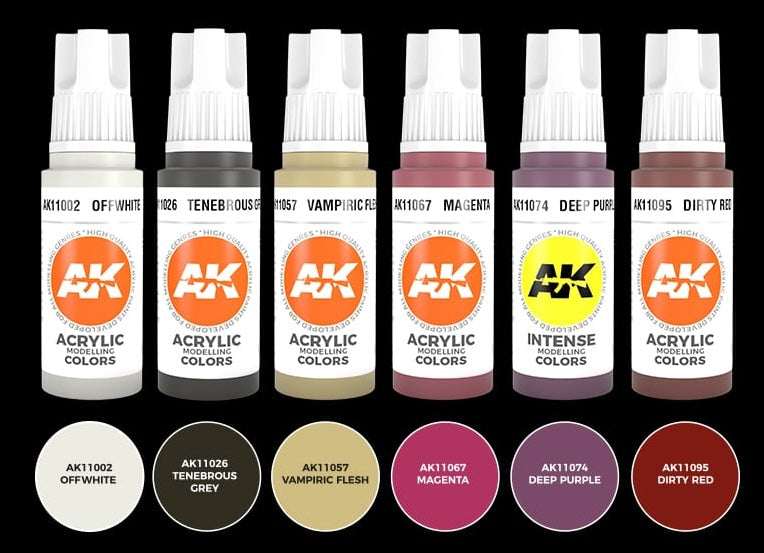 AK Interactive 11602 Night Creatures Flesh Tones 3G Acrylic Paint Set (6 Colors)