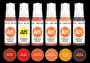 AK Interactive 11604 Inferno & Red Models 3G Acrylic Paint Set (6 Colors)