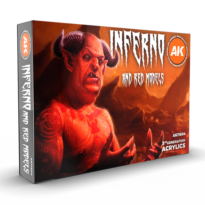 AK Interactive 11604 Inferno & Red Models 3G Acrylic Paint Set (6 Colors)