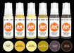 AK Interactive 11606 Non-Metallic Metal Gold 3G Acrylic Paint Set (6 Colors)
