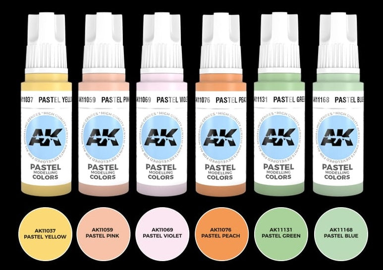 AK Interactive 11607 Pastels 3G Acrylic Paint Set (6 Colors)