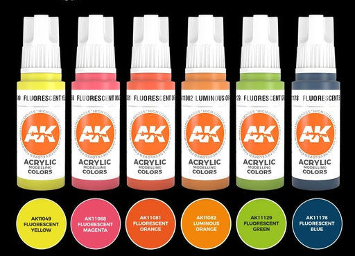 AK Interactive 11610 Neon 3G Acrylic Paint Set (6 Colors)