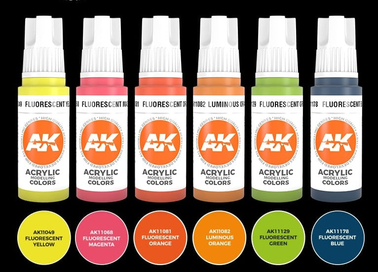 AK Interactive 11610 Neon 3G Acrylic Paint Set (6 Colors)