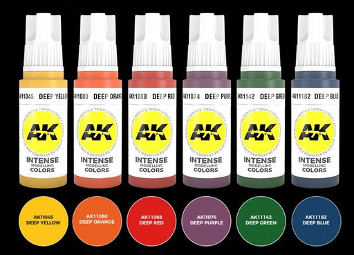AK Interactive 11612 Intense 3G Acrylic Paint Set (6 Colors)