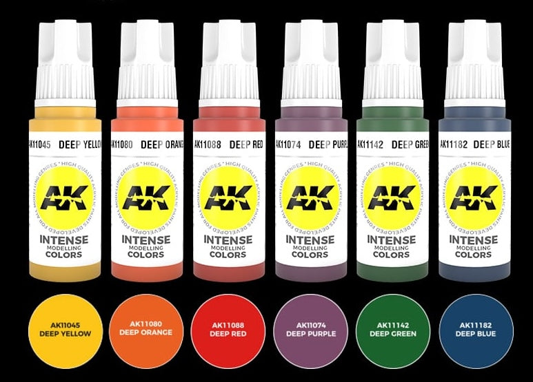 AK Interactive 11612 Intense 3G Acrylic Paint Set (6 Colors)