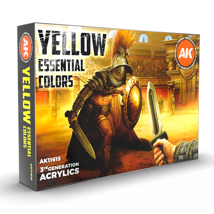 AK Interactive 11615 Yellow Essential 3G Acrylic Paint Set (6 Colors)