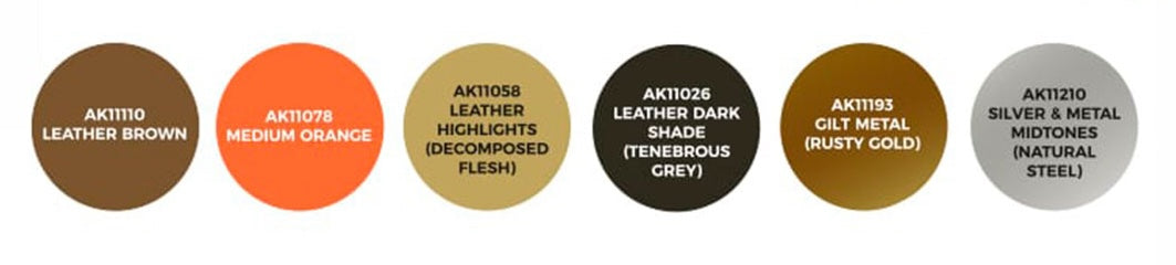 AK Interactive 11620 Figures Series: Leather & Buckles 3G Acrylic Paint Set (6 Colors)