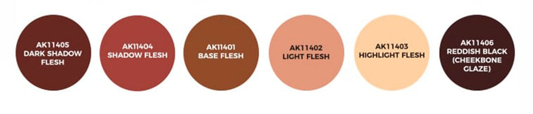 AK Interactive 11621 Figures Series: Flesh & Skin 3G Acrylic Paint Set (6 Colors)