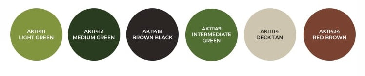 AK Interactive 11632 Figures Series: Woodland & Flecktarn Camouflage 3G Acrylic Paint Set (6 Colors)