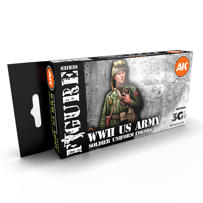 AK Interactive 11634 Figures Series: WWII US Army Uniforms 3G Acrylic Paint Set (6 Colors)